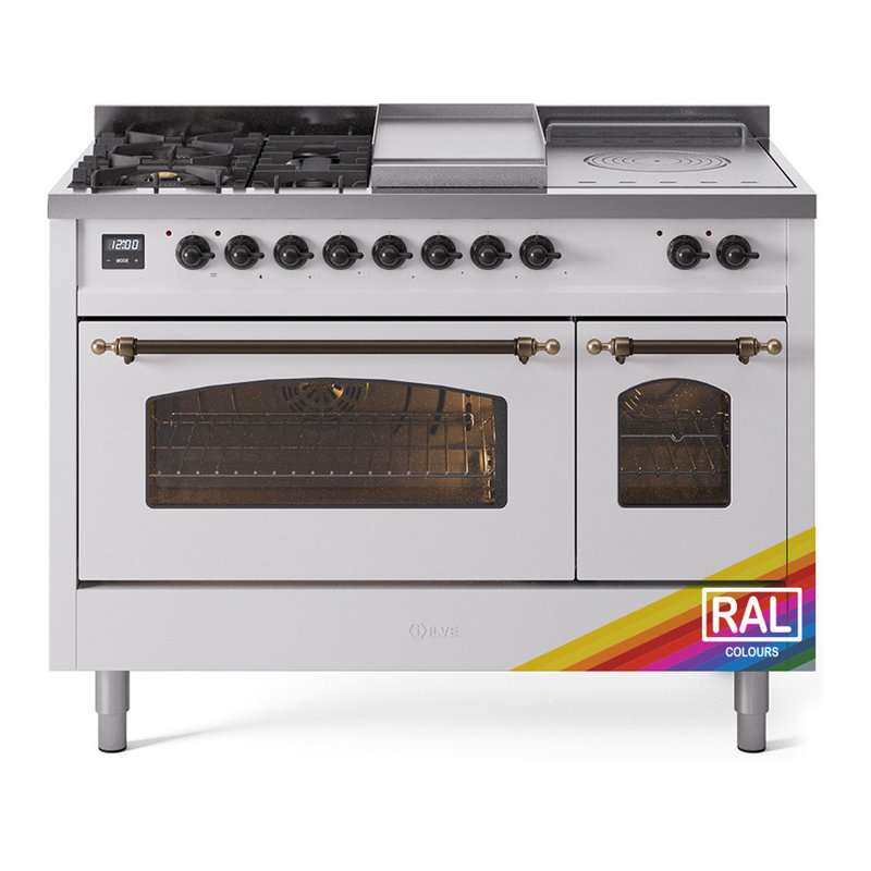 ILVE Nostalgie II 48 Dual Fuel Range, RAL Color/Bronze, Natural Gas
