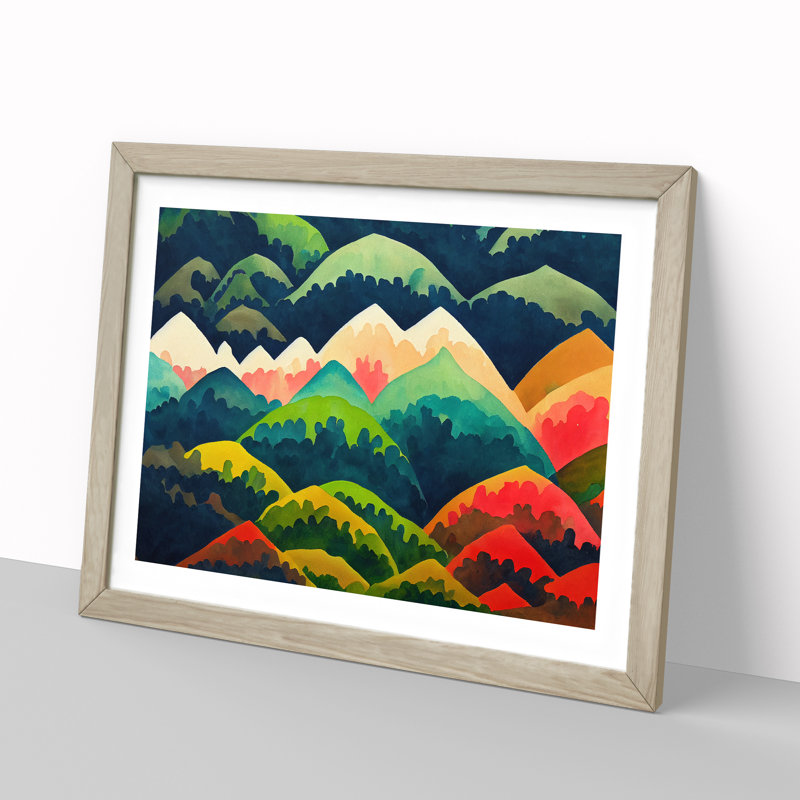 Abstract Mountain Range - Framed Print, 46cm H x 64cm W x 2cm D, Oak