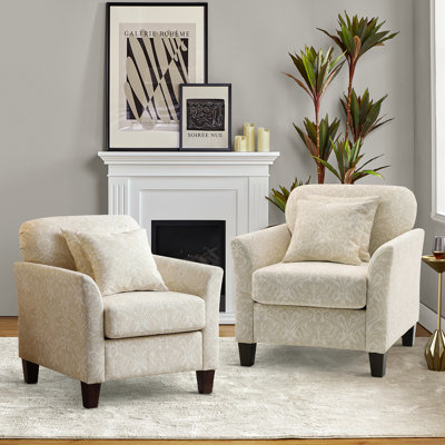 Ensemble de 2 fauteuils en bois rembourrés Neisler