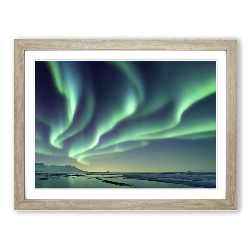 XH1022-7469X Righteous Aurora Borealis - Single Picture Frame Painting, Oak , 46cm H x 64cm W x 2cm D