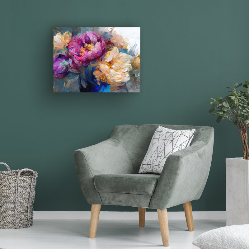 Art sur toile, pivoine bolognaise, I, H 24 po x l 32 po