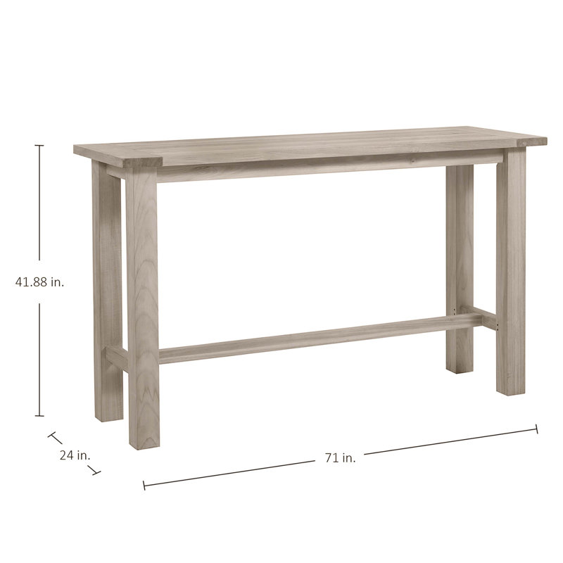 Croquet Teak Outdoor Bar Table, Oyster Teak