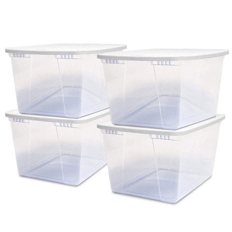 Contenant de rangement en plastique empilable Homz, White, 56 pte