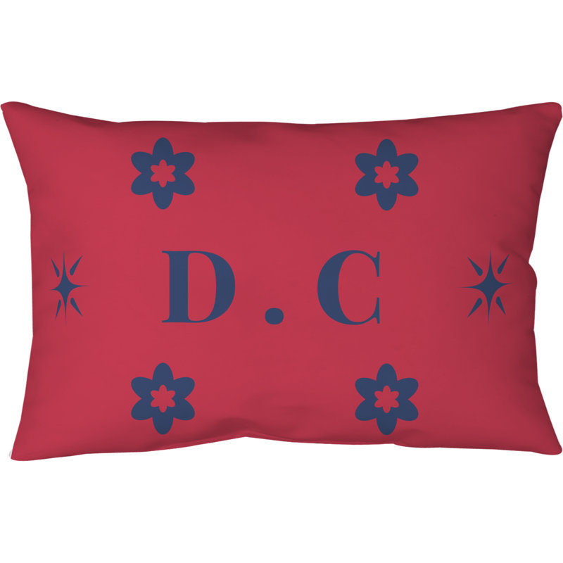 Coussin en lin DC bleu marine, blanc, rouge et faux 20 pouces x 14 pouces