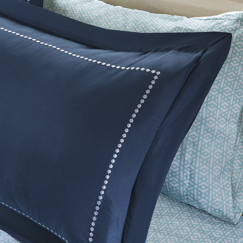 Boho Comforter Set With Bed Sheets, Queen Sheet Set, Navy Vintage Look