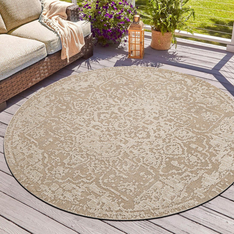 Indoor/Outdoor Traditional Area Rug, Round 5'3"