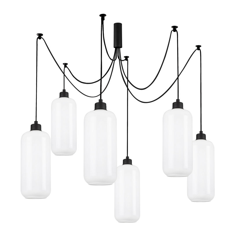 Luminaire suspendu cylindrique à 6 lumières Jak, Noir