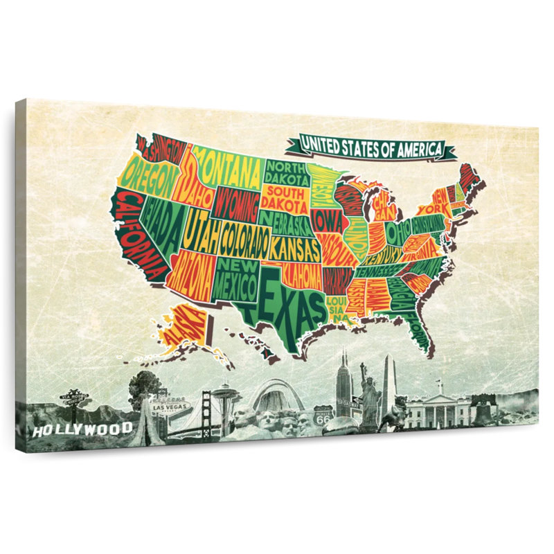 Carte des États-Unis avec autocollants Aliaz, H 8 po x l 12 po