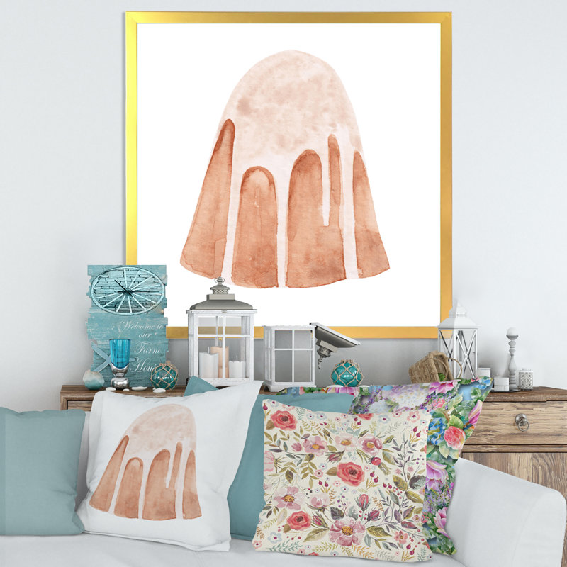 Gâteau de Pâques sur blanc - peinture sur toile, Cadre photo doré, H 30 po x l 30 po x P 1 po