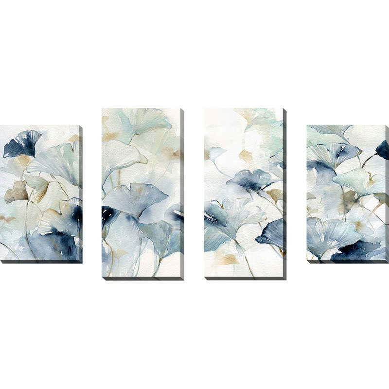 Glorious Ginkgo - Ensemble de 4 toiles tendues, H 38 po x l 72 po x P 1,5 po