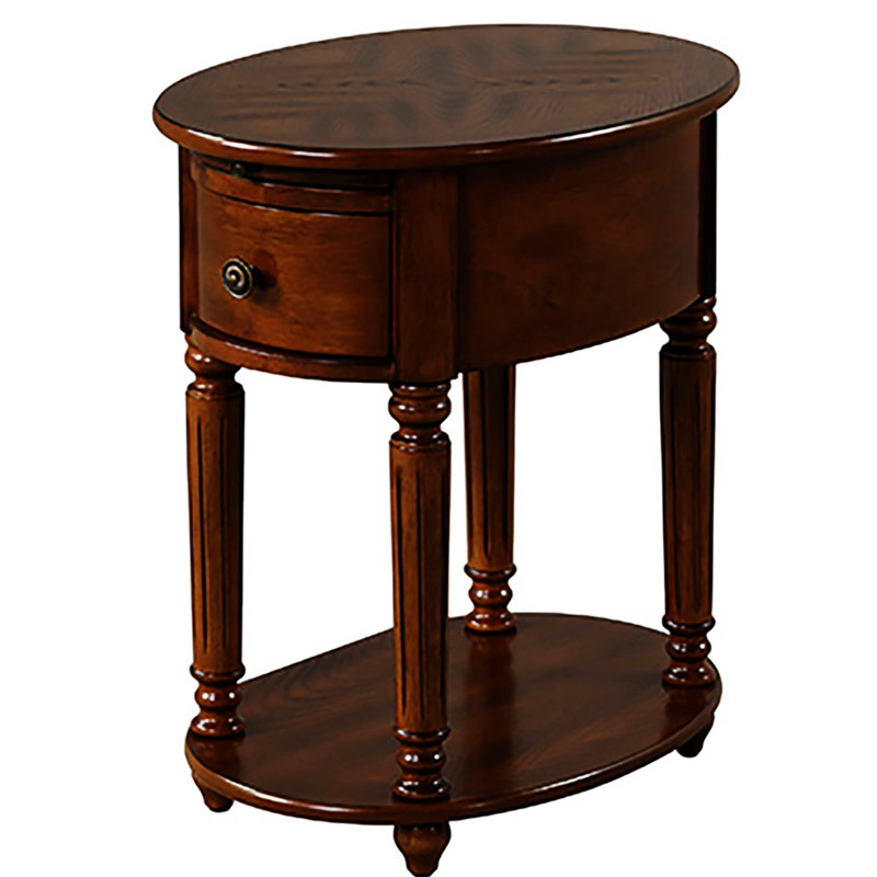 Dark Oak Accent Table with Bottom Shelf