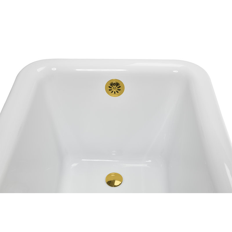 58" Streamlin Clawfoot Tub,Tray,Drain, Clawfeet, Brushed Gold, Polished Gold