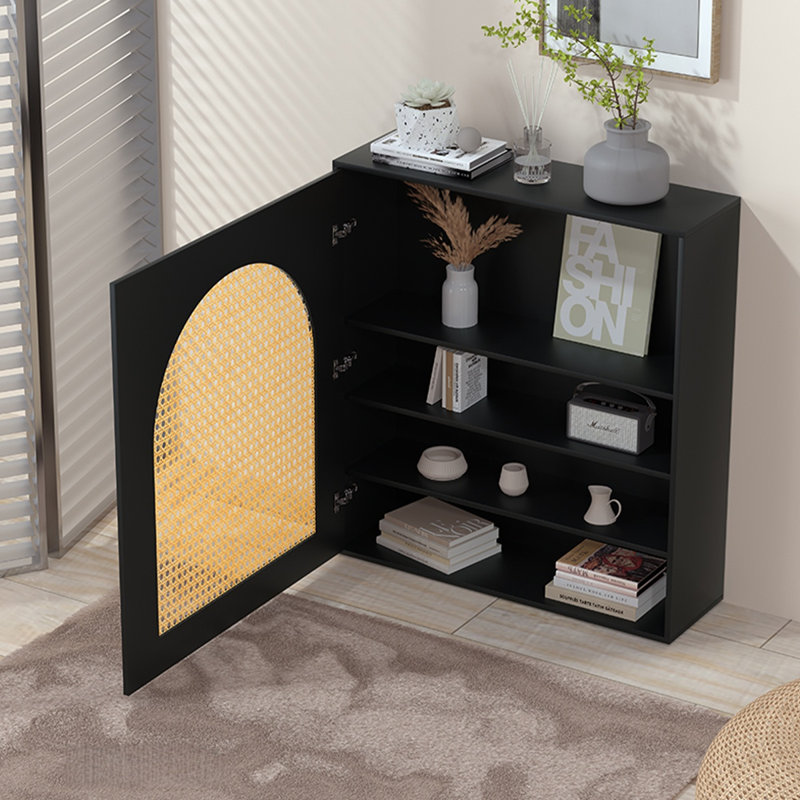 Console rectangulaire en bois manufacturé noir, H 43,31 po x l 39,37 po x P 11,81 po, Noir, Noir, Noir