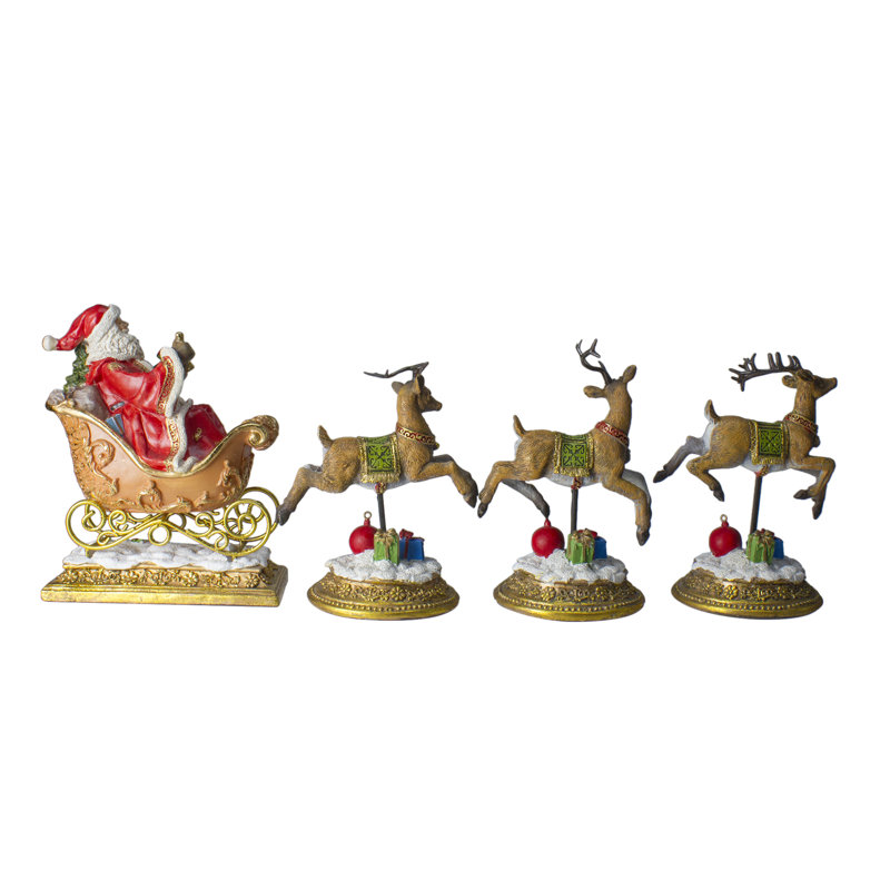 Santa and Reindeer Glittered Christmas Stocking Holders Set