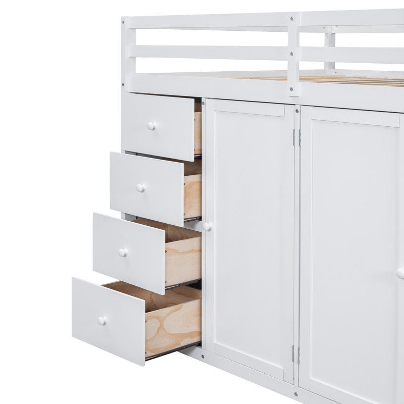 Lit mezzanine double en bois