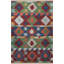 Tapis décoratif multicolore à motif frangé vert et bleu-847304500
