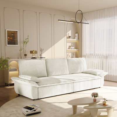 94.5" King Size Pull Out Sofa Bed, 3-in-1 Convertible Sleeper Sofa, Multi-functional Corduroy Sofa Bed For Living Room & Bedroom