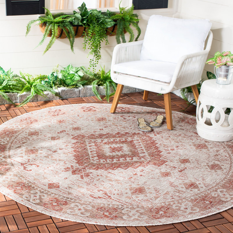 Tapis d'intérieur / extérieur Amarien Performance Southwestern, Rond 6 pi 7 po