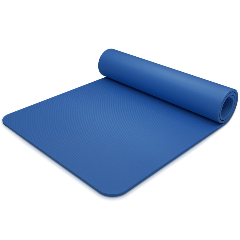 Tapis d'exercice antidérapant TPE de 11 mm d'épaisseur pour yoga et pilates, Bleu
