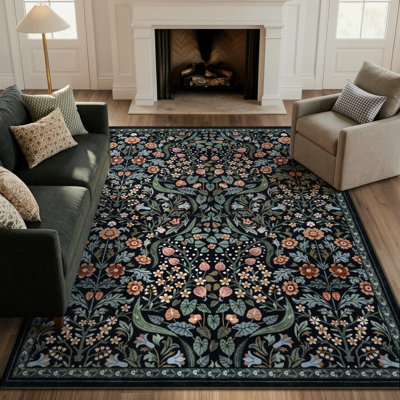 Tapis lavable à motif floral Kaldi