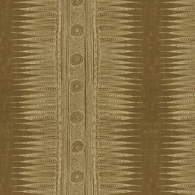Hollyhock II Indian Zag Fabric, Bark