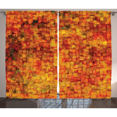 Abstract Semi-Sheer Rod Pocket Curtain Panels