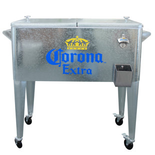 Leigh Country 80 Quarts Serving Station / Cart Cooler with wheels in Silver