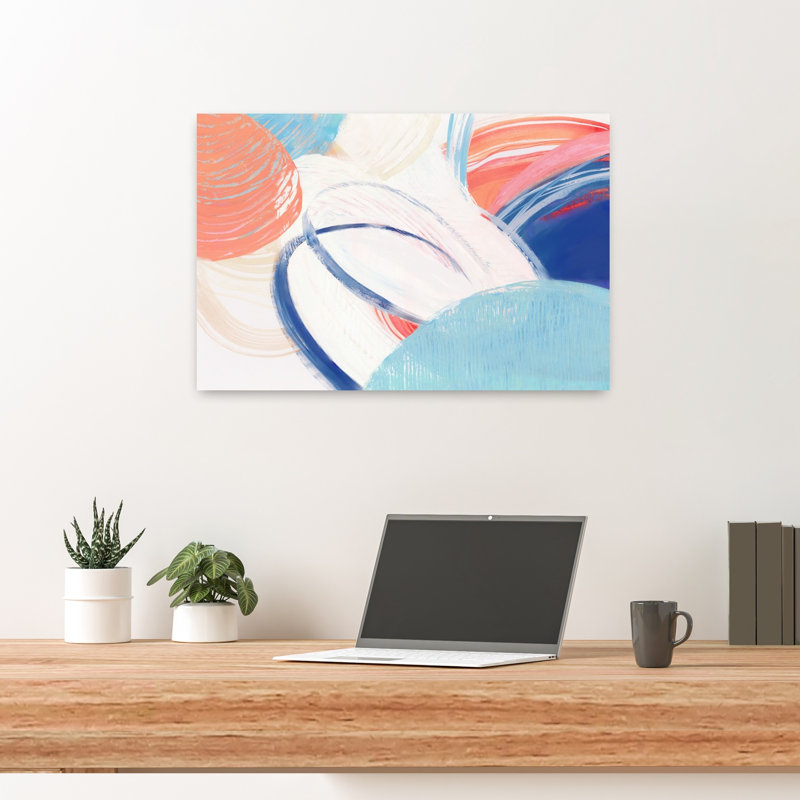 Art mural contemporain abstrait tourbillons colorés de sérénité, H 16 po x l 24 po