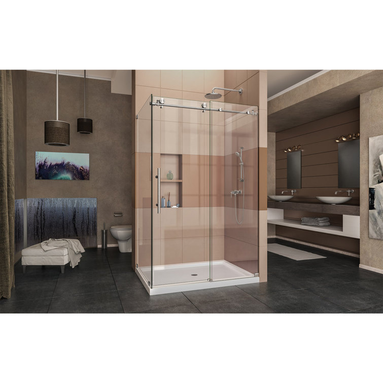 Enigma-X 48.38'' x 34.5'' D x 76" Frameless Sliding Shower Enclosure