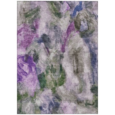 Machine Washable Indoor/Outdoor Husby ACN2204 Abstract Rug