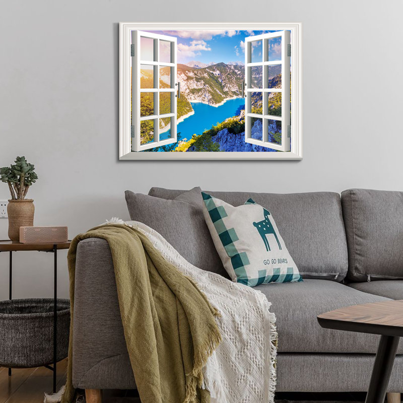 Fenêtre, scène de paysage sur toile, H 18 po x l 24 po x P 1,5 po