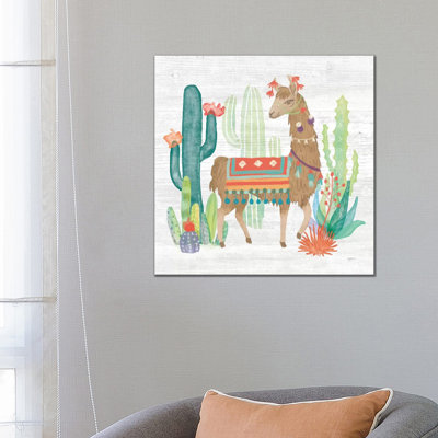 Lovely Llamas III 1 Piece Wrapped Canvas Painting