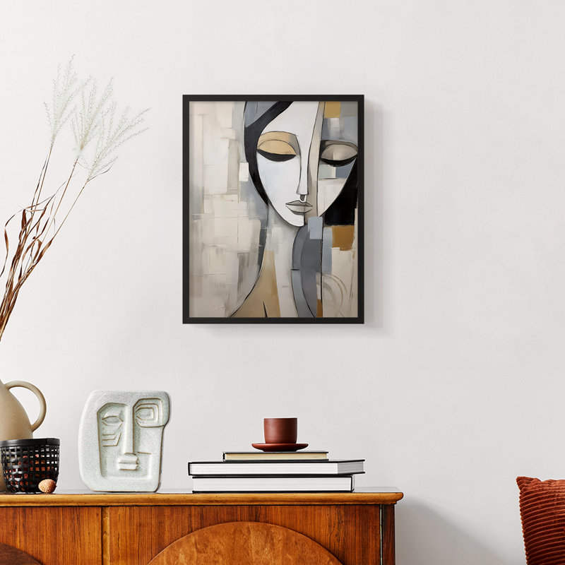 WOMEN Series CXLV - reproduction encadrée de qualité supérieure - prête à être accrochée - aucun clou requis, Noir