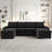 Convertible Sofa Bed 109.5" U-Shaped Sectional Sofa Modern Upholstered Sofa With Storage Chaise Lounges,Cup Holders, USB Ports, And Storage Boxes & Pockets For Living Room-1310583907