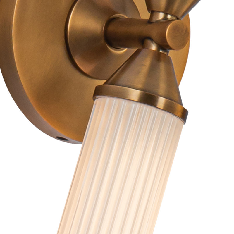Edwin 2 - Light Dimmable LED Bath Sconce, Vintage Brass