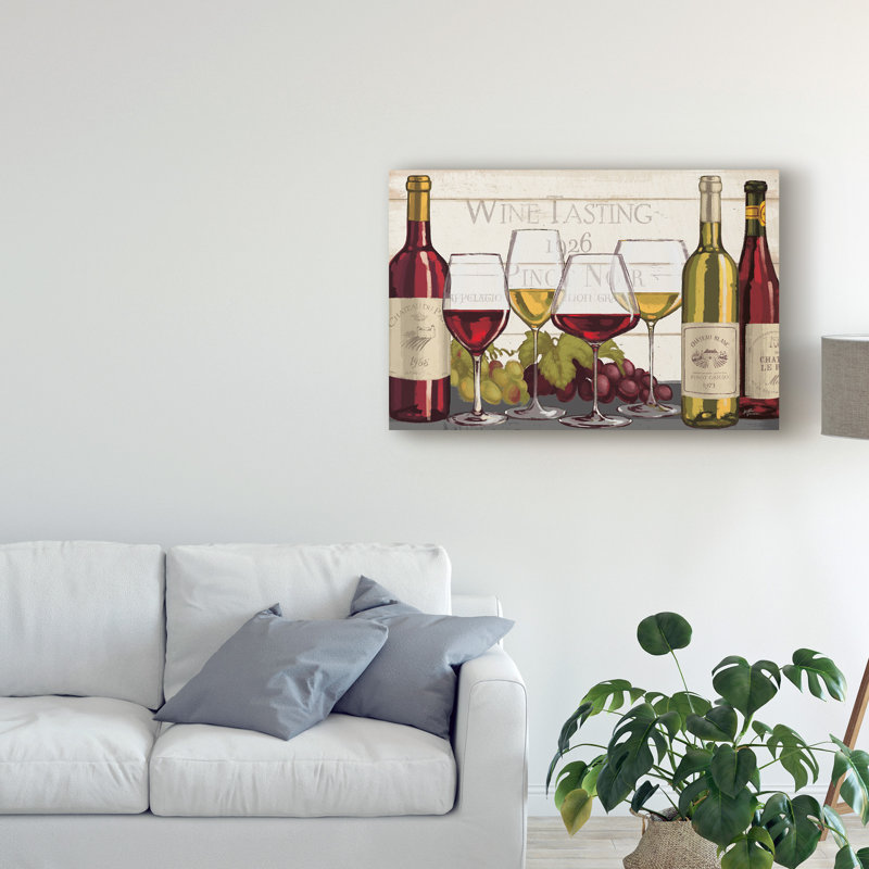 «Wine Tustation Red and White» par Janelle Penner, reproduction sur toile, H 16 po x l 24 po x P 2 po