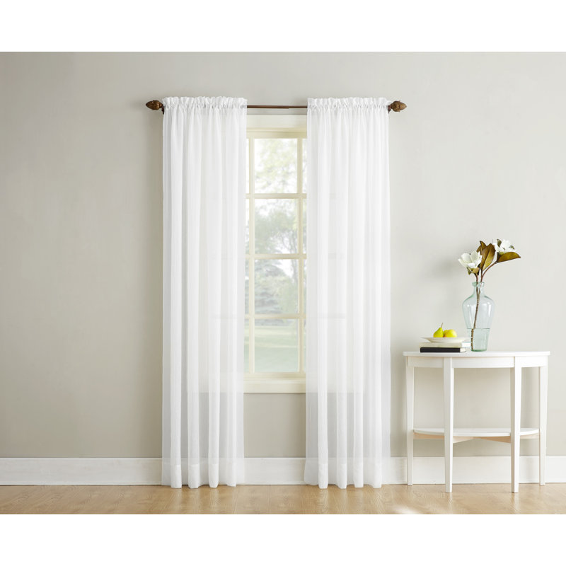 Panneau de rideau diaphane avec passe-tringle Maxon, Blanc, l 51 po x L 95 po