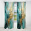Or et sarcelle Aurora Harmony II - rideau en spirale - rideau occultant abstrait - 1 panneaux-107631856