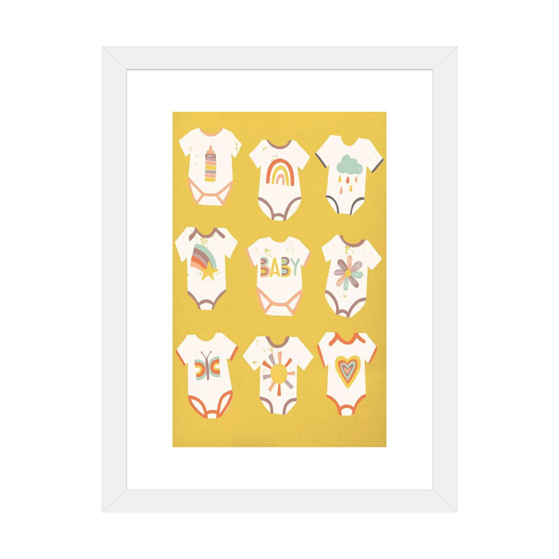 «Welcome Baby» par Caroline Alfreds - impression d'art graphique, Blanc, Papier encadré blanc, H 32 po x l 24 po x P 1 po