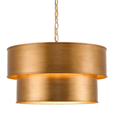  Vintage Metal Drum Pendant Lights, 6-Light Industrial Adjustable Chain Hanging Pendant Light Fixtures