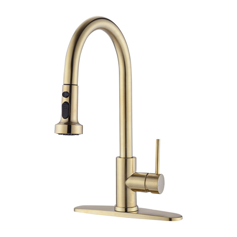 Robinet de cuisine rétractable à poignée simple avec accessoires