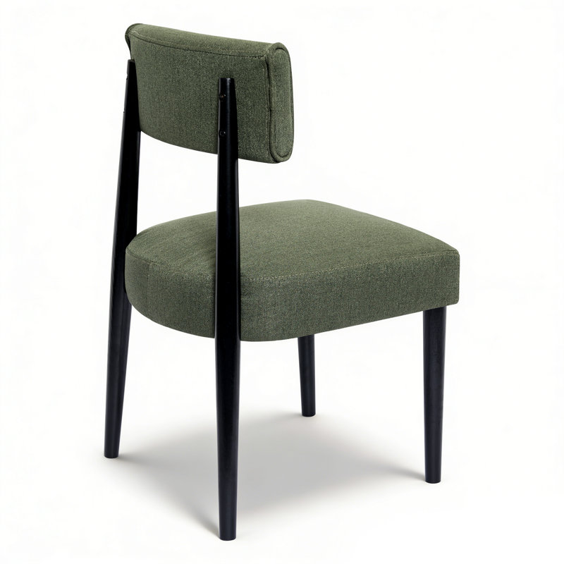 Upholstered Solid Wood Dining Chair Side Chair, Green, Black