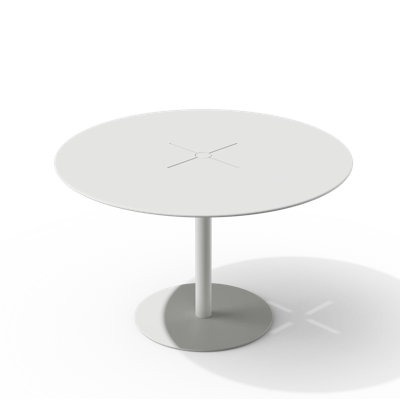 X Metal Outdoor Dining Table With Umbrella Hole , 48'' in. W 48'' in. D