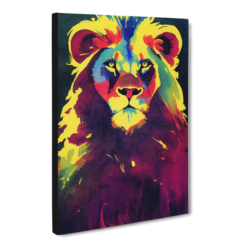 Watercolour Lion Vol.4 - Wrapped Canvas, 50cm H x 35cm W x 3cm D