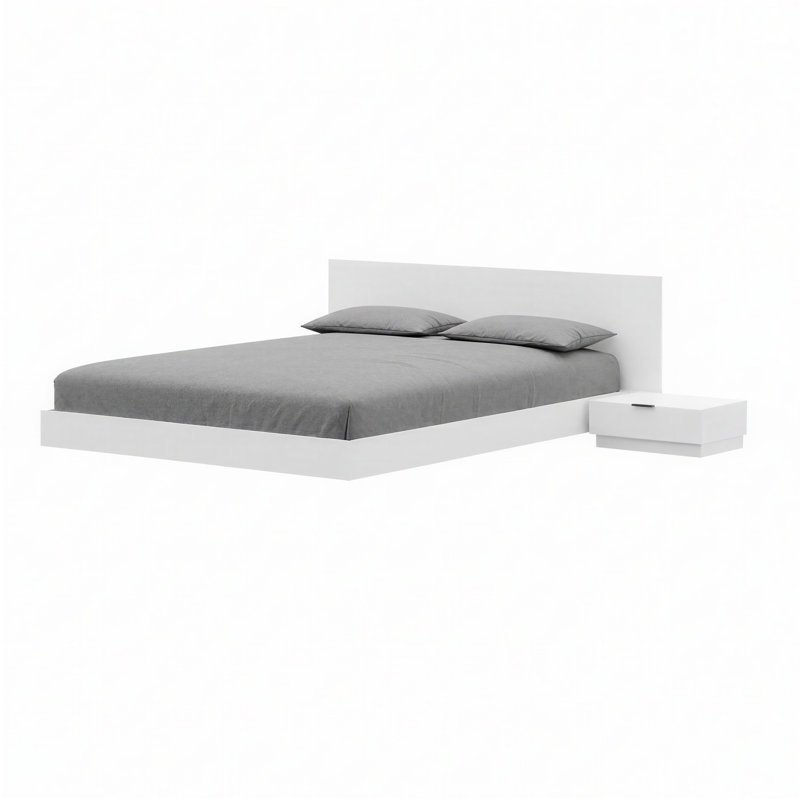 Ensemble de chambre avec lit plateforme 3 pièces Satori, Très grand lit, Blanc