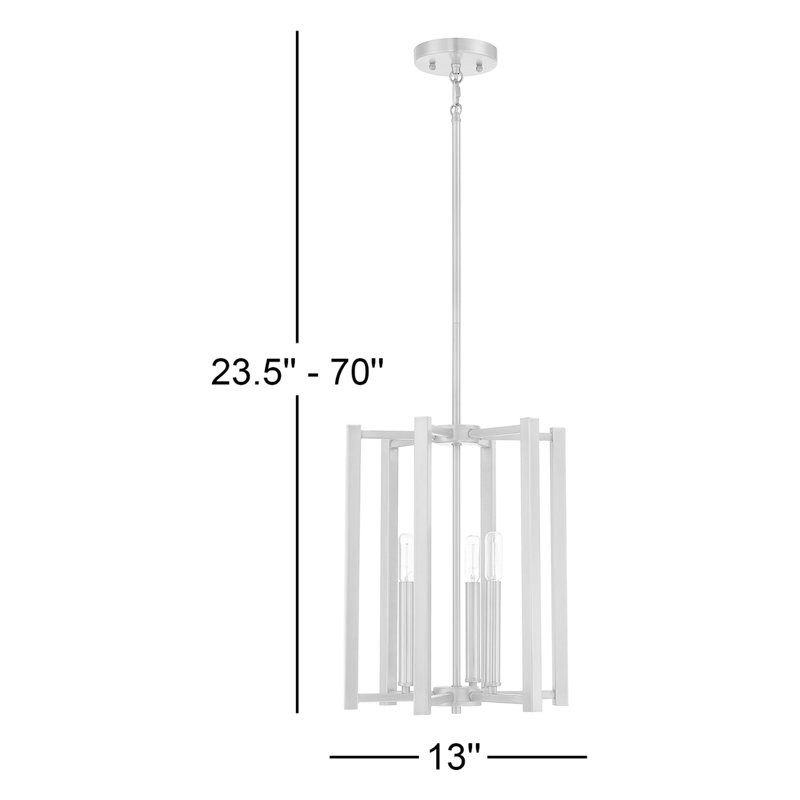 Luminaire suspendu 3 lumières Savenson House Benson en nickel satiné, H 16,5 po x l 13 po x P 13 po, Trois lumières