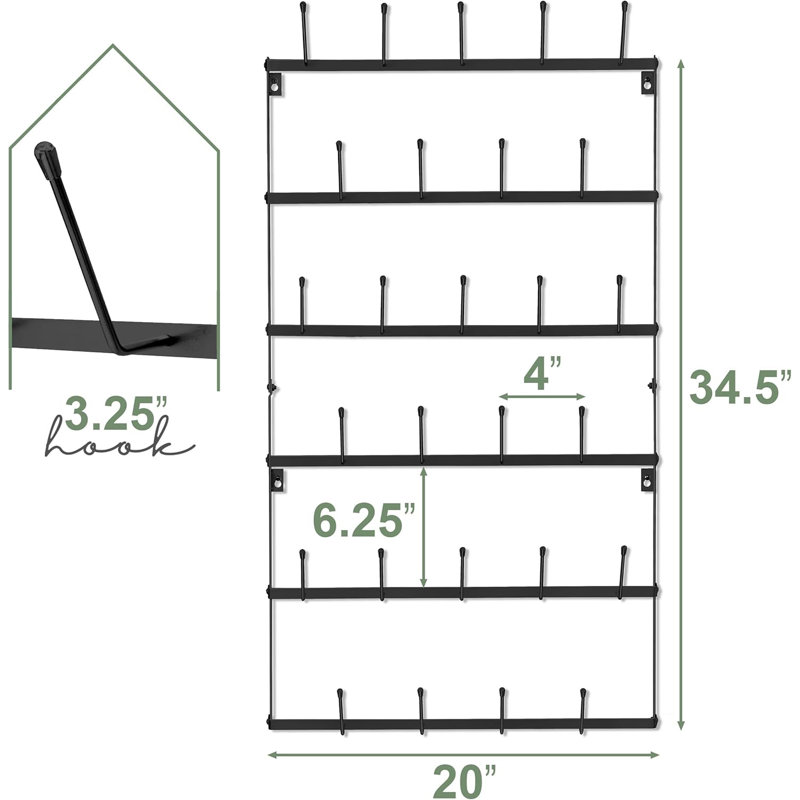 Sorbus 6-Tier Mug Rack for Wall - Rustic Coffee Mug Holder with 21 Hooks, Black