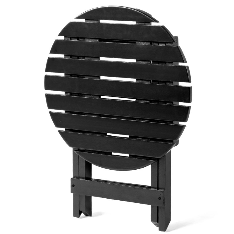 18.In Round Patio Folding Wood Side Table, Black
