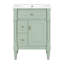 Meuble-lavabo de 24 po avec lavabo, armoire de salle de bain autoportante verte avec tiroir rabattable, tablette réglable, structure en bois d'hévéa massif, panneaux de fibres à densité moyenne et poignées en métal-1516758439