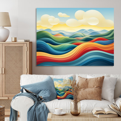 «Blue and Yellow Vibrant Landscape Horizons», art mural abstrait